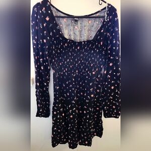 Wild Fable Black Dress with Pink Floral Pattern